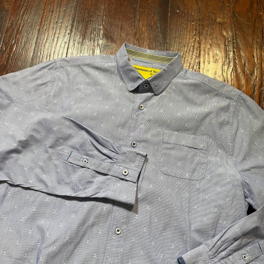 Descendant of‎ Thieves by Dres Ladro Shirt Mens XL Blue Skulls Limited Edition